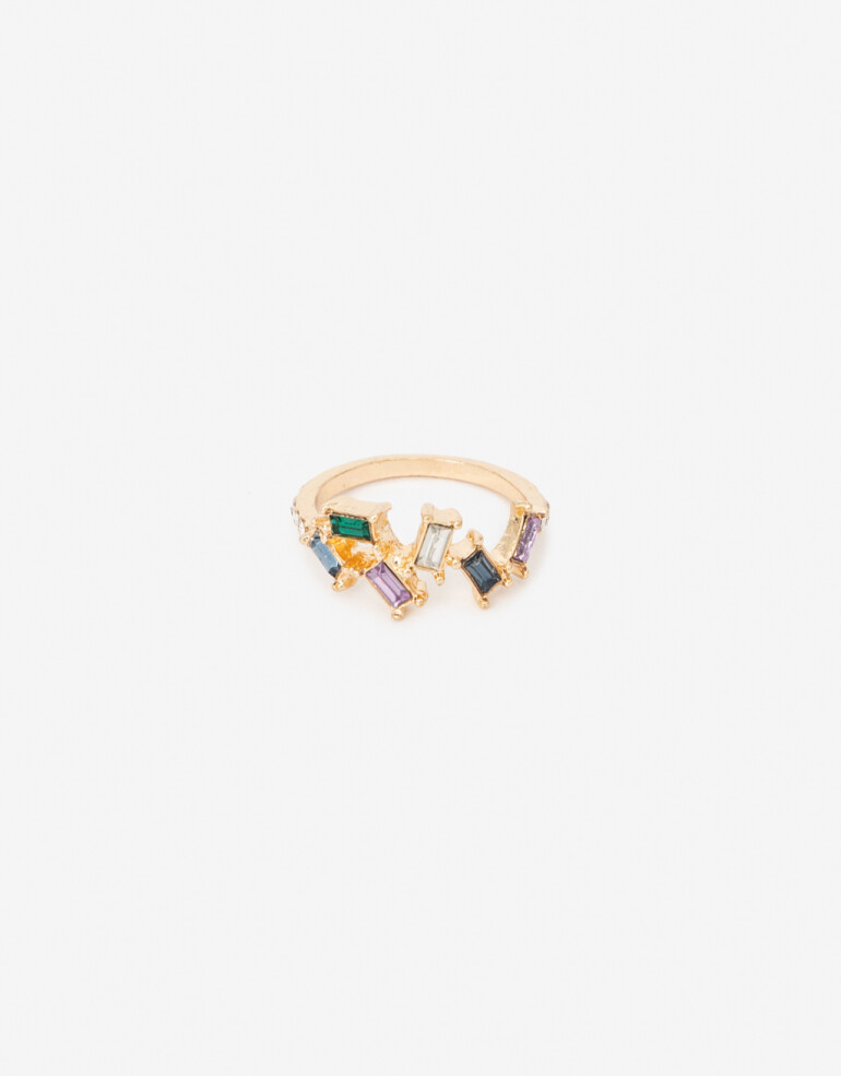 Anillos Chicos Strass Anillo Metal Y Strass Color - Dorado