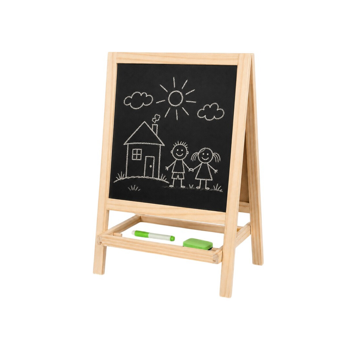 Pizarrón infantil para dibujar con soporte y estante 