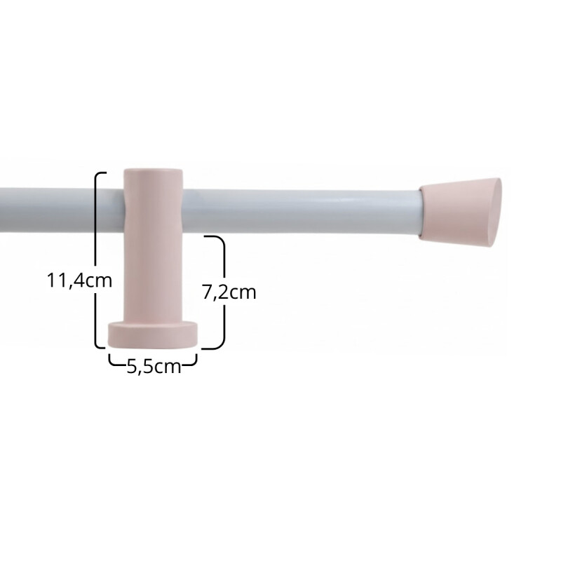 Barrote Cortina 2,00m 28mm + 2 soportes ROSA Y BLANCO