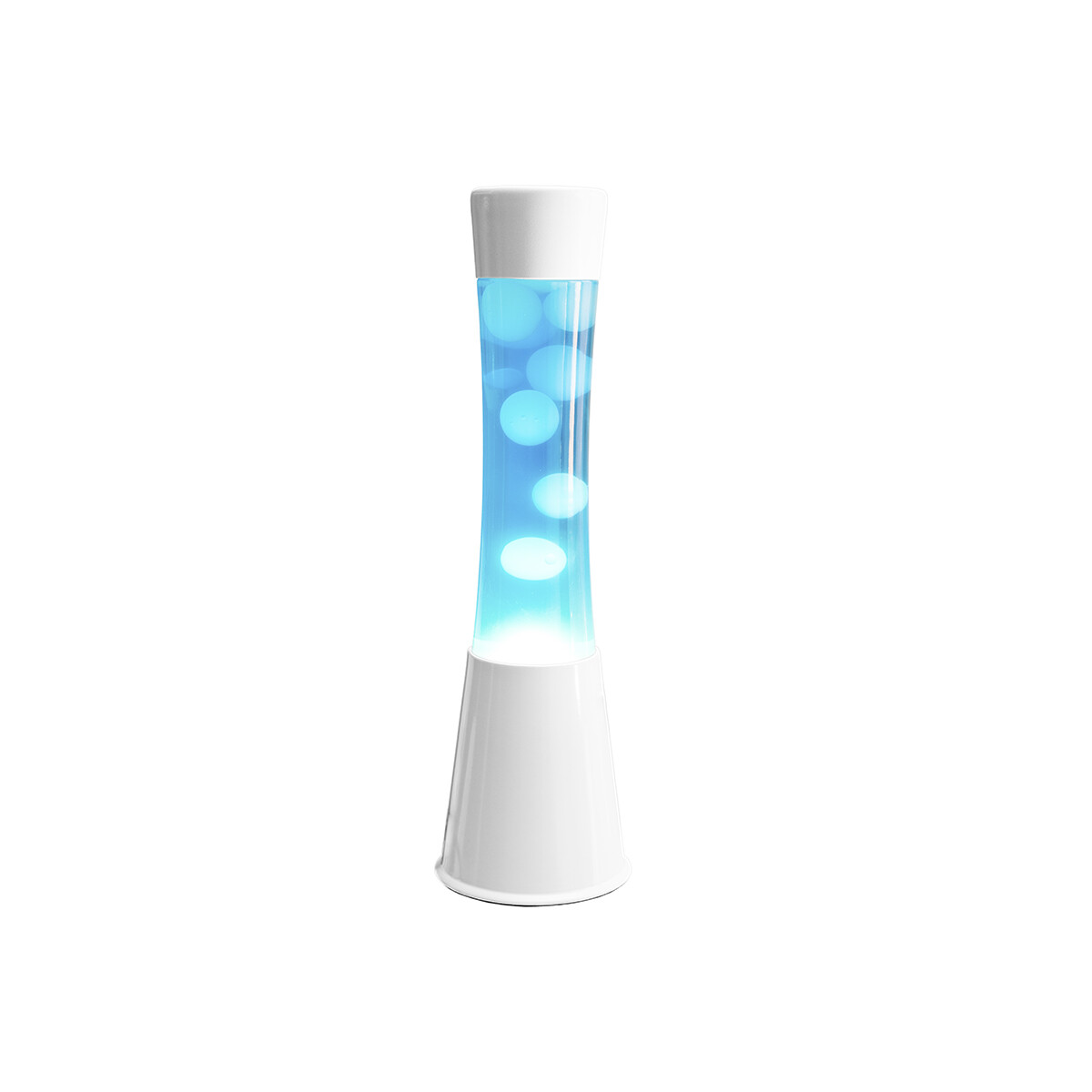 Lámpara de lava tower base blanca 