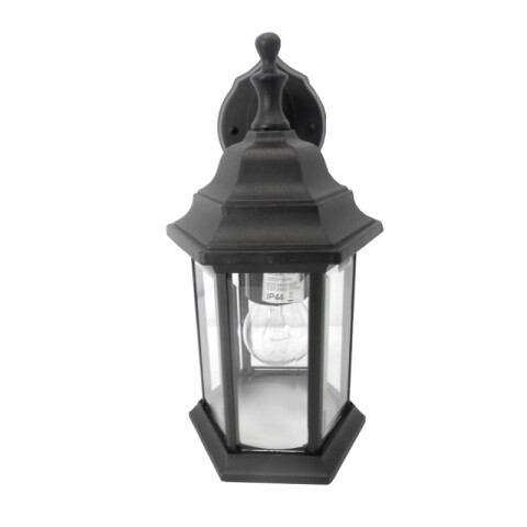 Farol colonial p/adosar,6 caras sur,aluminio negro WA0006