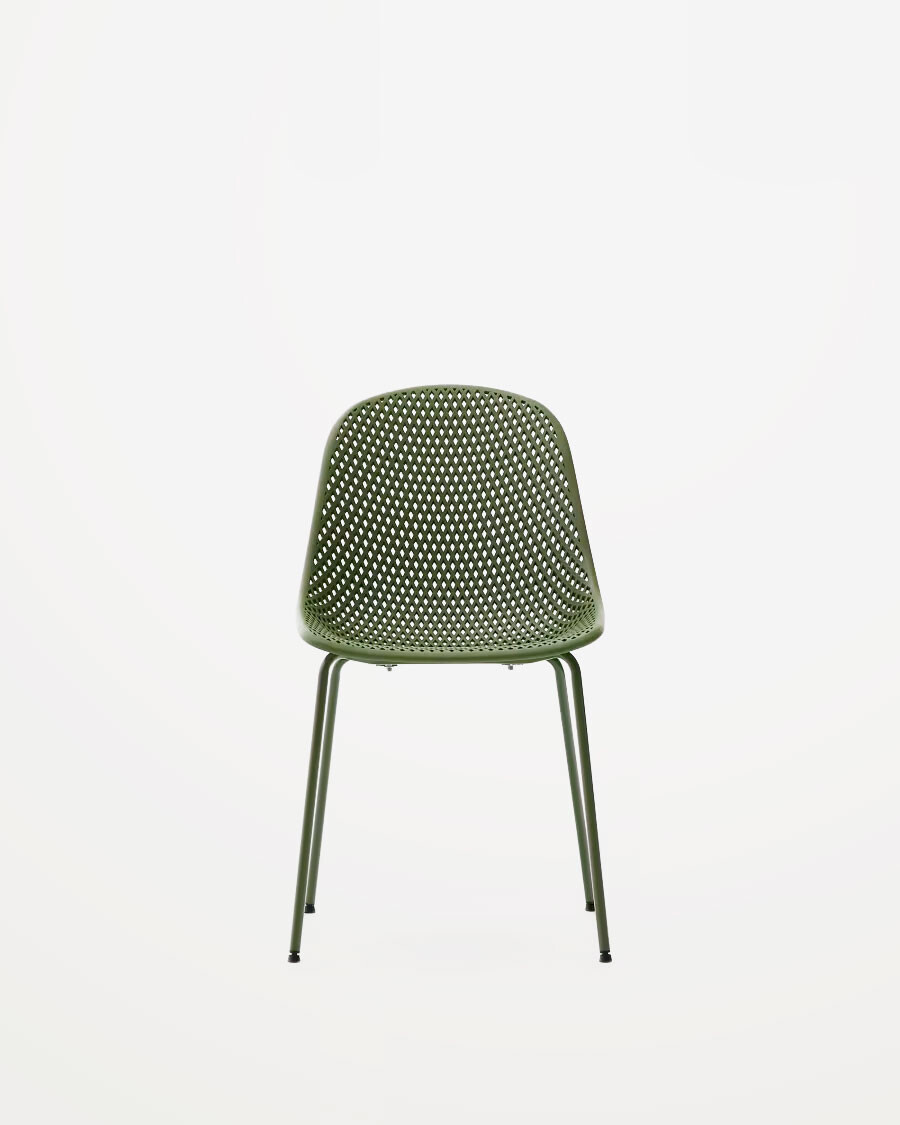 Silla de exterior Quinby con patas de acero verde Silla de exterior Quinby con patas de acero verde