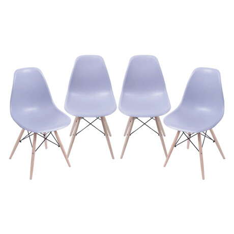 Kit x4 Silla Eames DKR Base En Madera Gris