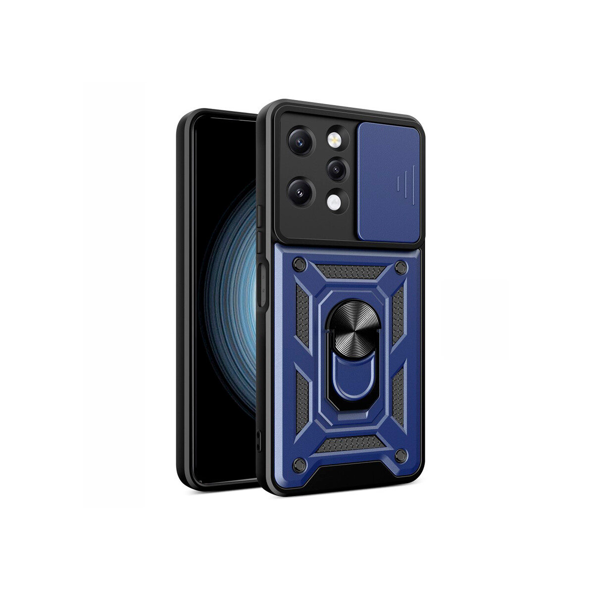 Protector Xiaomi Redmi 12 con cubre cámara y anillo color azul 