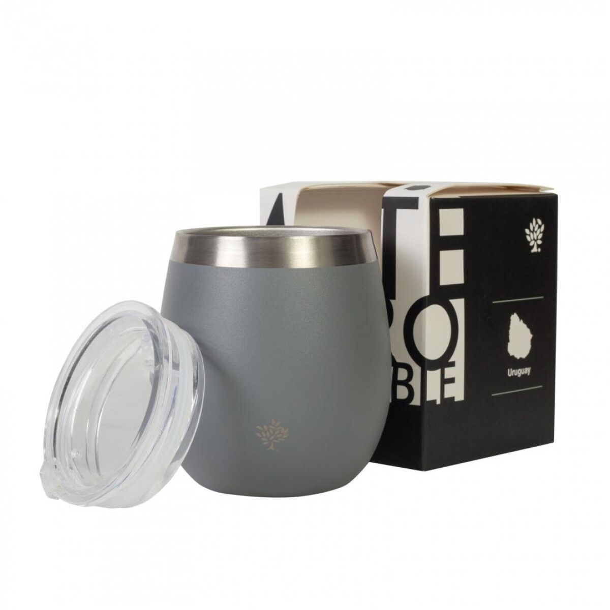MATE TERRANO ACERO C/ TAPA 130ML - GRIS 