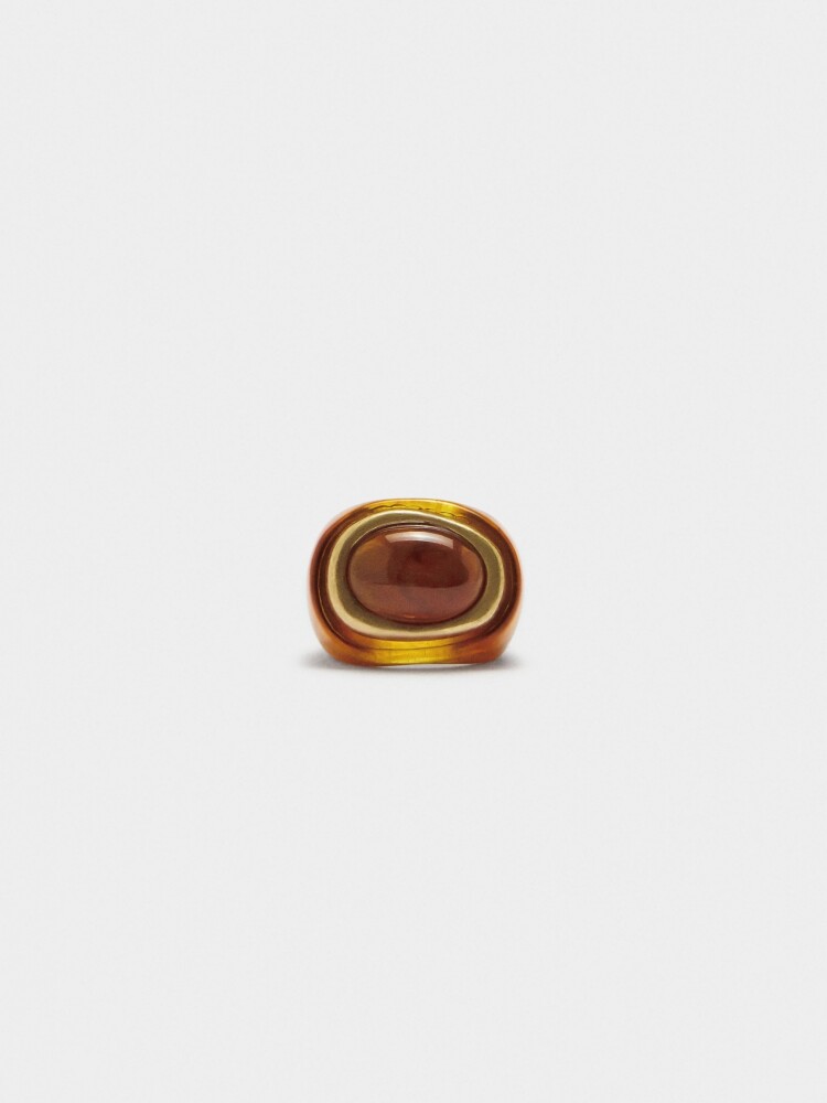 Anillo Ovalado Efecto Piedra marron