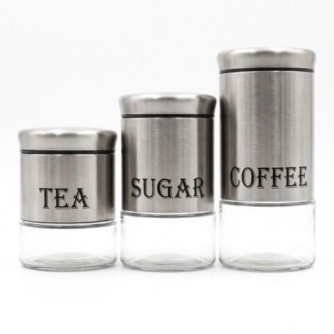 SET FRASCO VIDRIO/METAL 3PZAS Unica