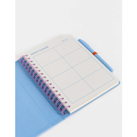 Set De Cuaderno A5 De Pu Con Lapicera Y Pizarra Borrable Azul Celeste