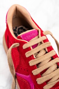 Zapatilla Gamuza Combinada Rojo