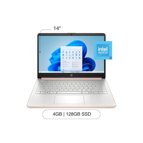 Notebook HP 14-DQ6105DX 14' HD 128GB /4GB RAM Intel N150 W11 - Pale Rose Gold Notebook HP 14-DQ6105DX 14' HD 128GB /4GB RAM Intel N150 W11 - Pale Rose Gold