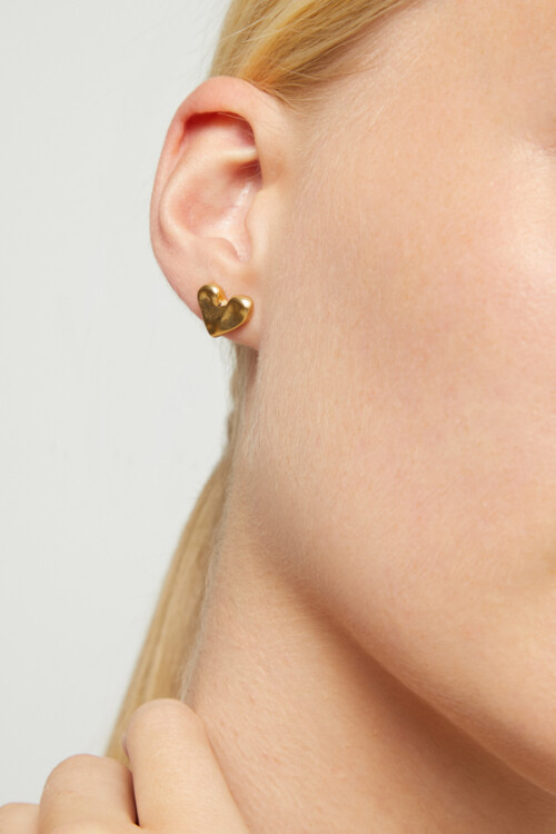 PENDIENTES DE CORAZÓN DE ALEACIÓN DE METALES BAÑADOS EN ORO 18K Pendiente