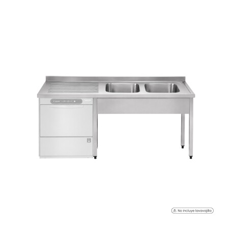 Mesada de Lavado con 2 Piletas a la derecha y Lavavajilla 160 x 60 x 85 cm Mesada de Lavado con 2 Piletas a la derecha y Lavavajilla 160 x 60 x 85 cm