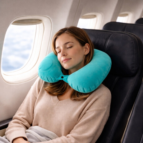 Almohada de viaje inflable Verde