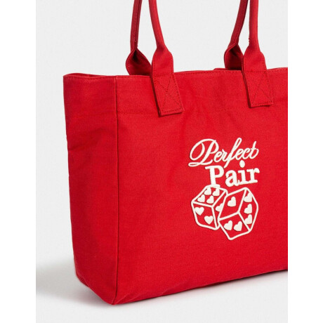 Cartera Shopper Bordada Rojo Medio