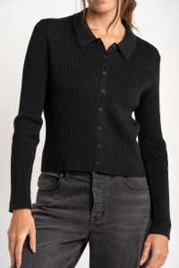 Cardigan Cuello Polo Negro
