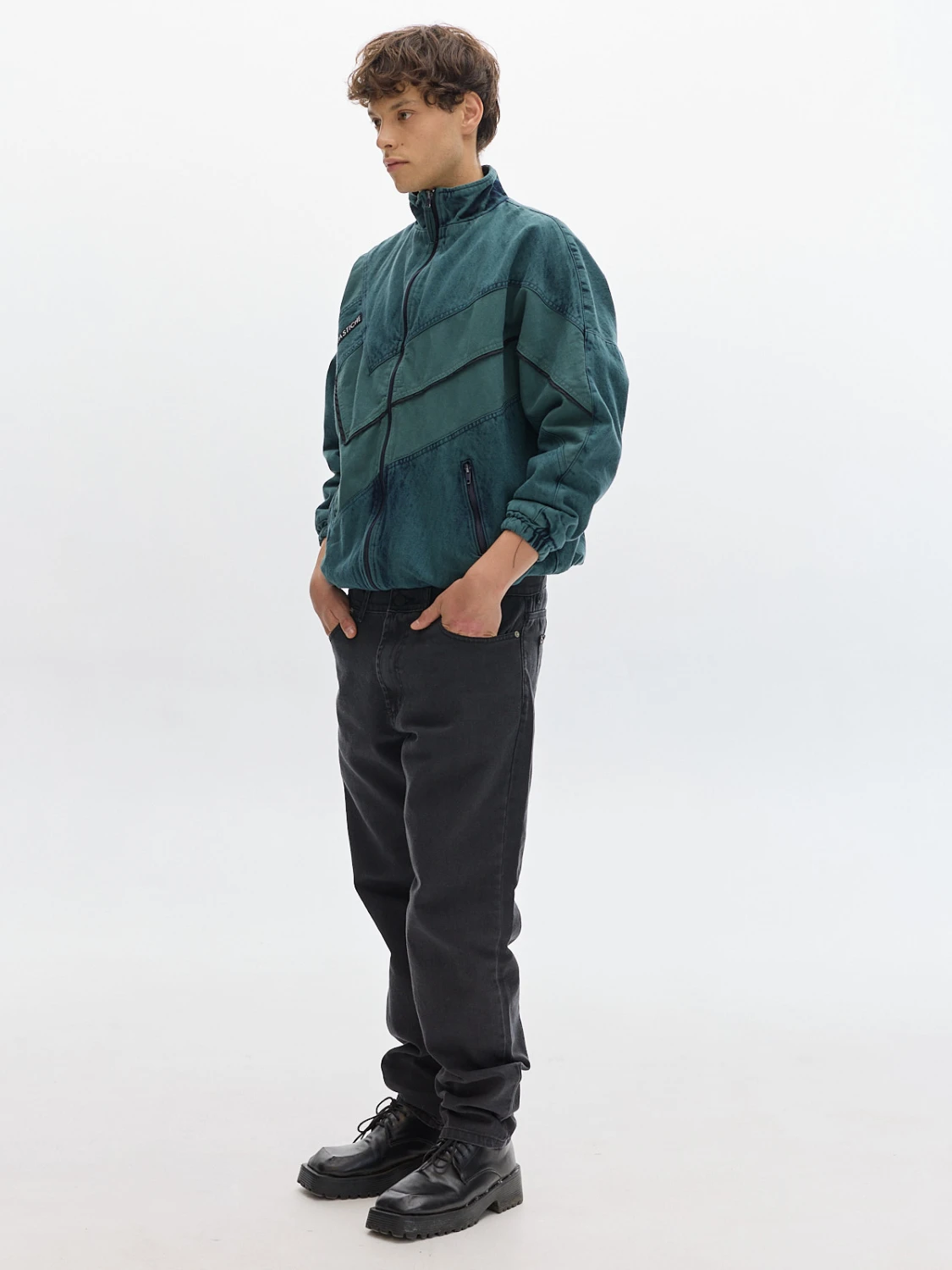 Campera Olímpica Denim Washed M verde l