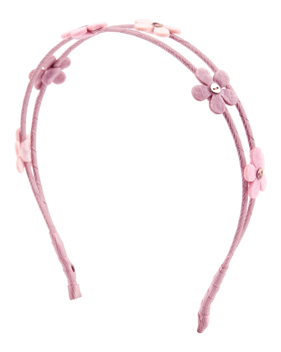 Vincha rosada, diseño floral 