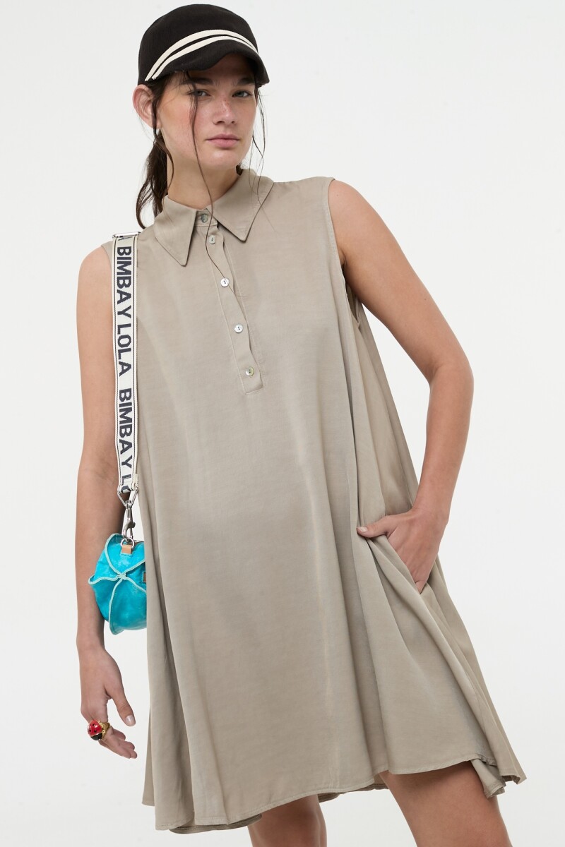 VESTIDO CORTO CON CUELLO Vison