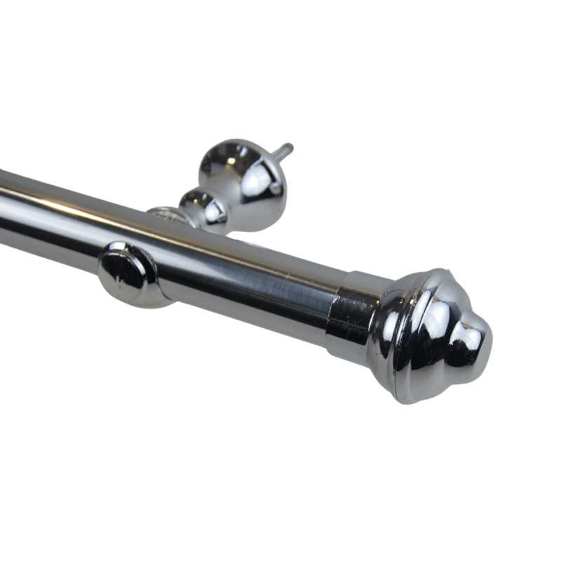 Barrote cromado metal 2,00m 28mm + 2 soportes PLATEADO
