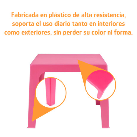 Set de Mesa 54x46cm y 4 Sillas infant Plást Resistente 40Kg Rosa