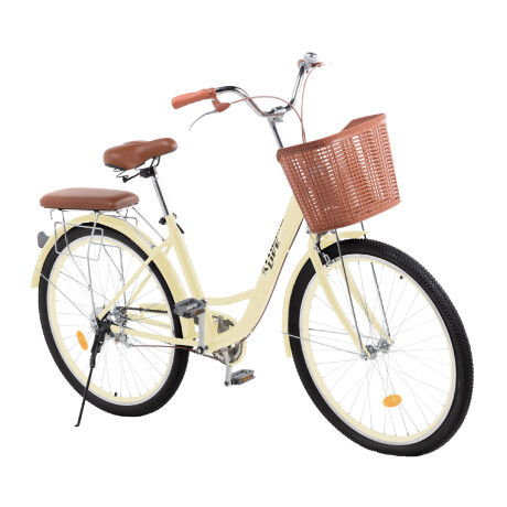 Bicicleta Urbana Rodado 26 con Canasto Vintage Beige