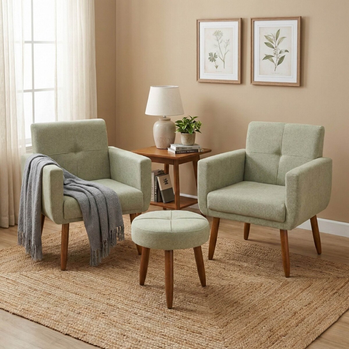 Butaca Havana Moderna x2 + Puff Verde 