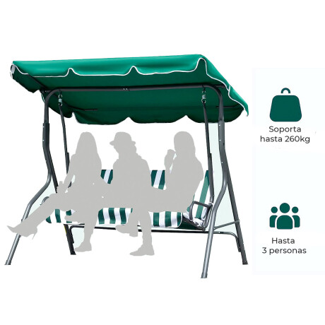 Hamaca De Jardín Exterior Con Toldo Para 3 Personas + 2 Almohadones Hog001009