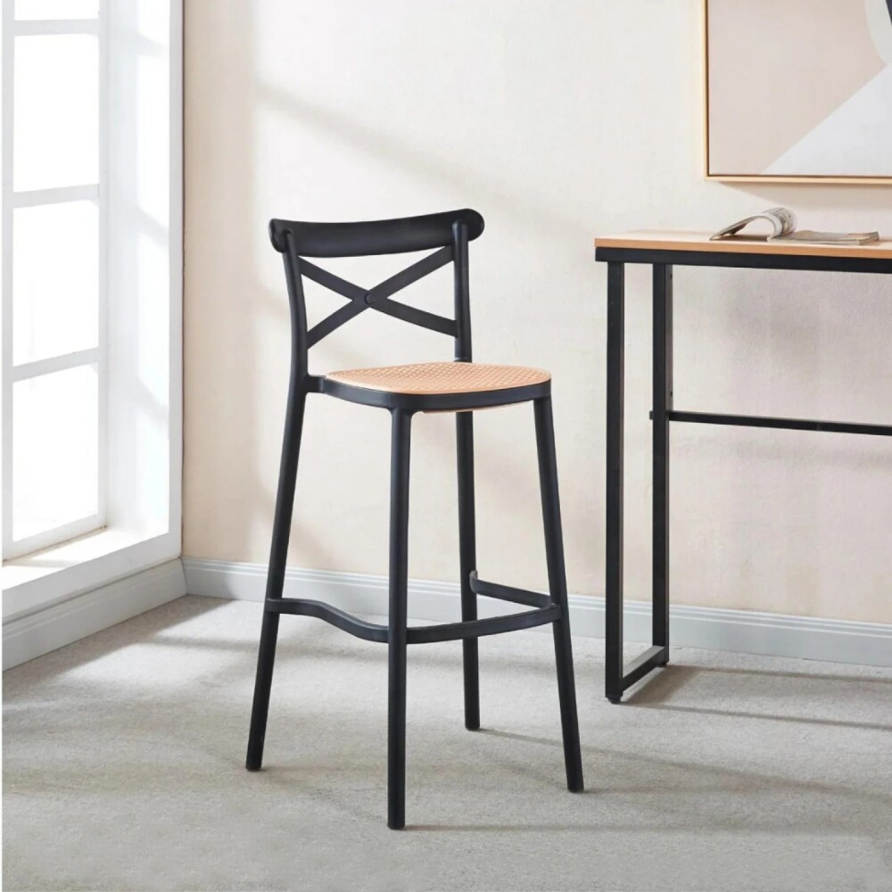 Taburete Plats - Simil Ratan Negro