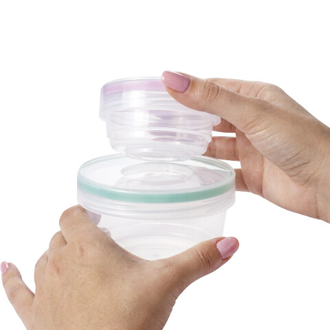 Set X 3 Recipientes Plásticos Nexus con Asa Acoplable VERDE/ROSA