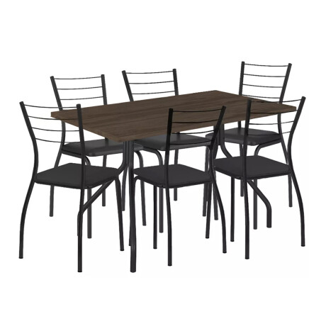 JUEGO DE COMEDOR MESA Y 6 SILLAS EN METAL negro