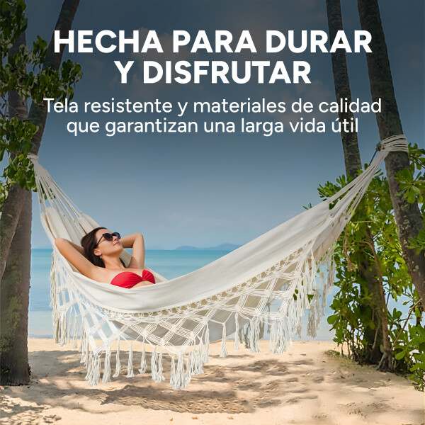 Hamaca Paraguaya Silla Colgante Reforzada Jardín Bolso + Acc Variante Color Blanco
