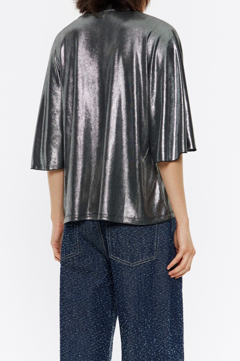 CAMISETA BOXY METALIZADA Plata