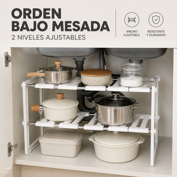 Organizador Estante Bajo Mesada Cocina 2 Niveles Calidad Organizador Estante Bajo Mesada Cocina 2 Niveles Calidad