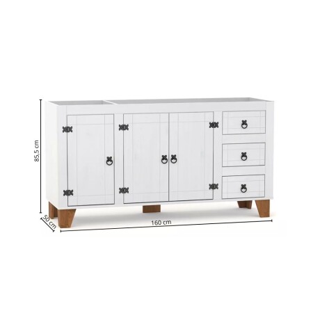 Bajo mesada 3 puertas 3 cajones Linea Naturale Blanco/Roble