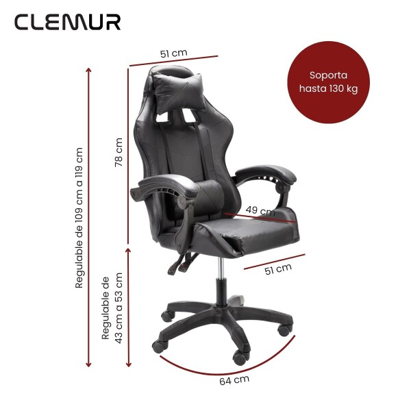 Silla Gamer Ergonómica Sillón Gaming Color Negro Silla Gamer Ergonómica Sillón Gaming Color Negro