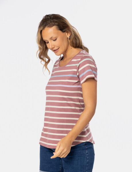 REMERA RAYADA Rosado