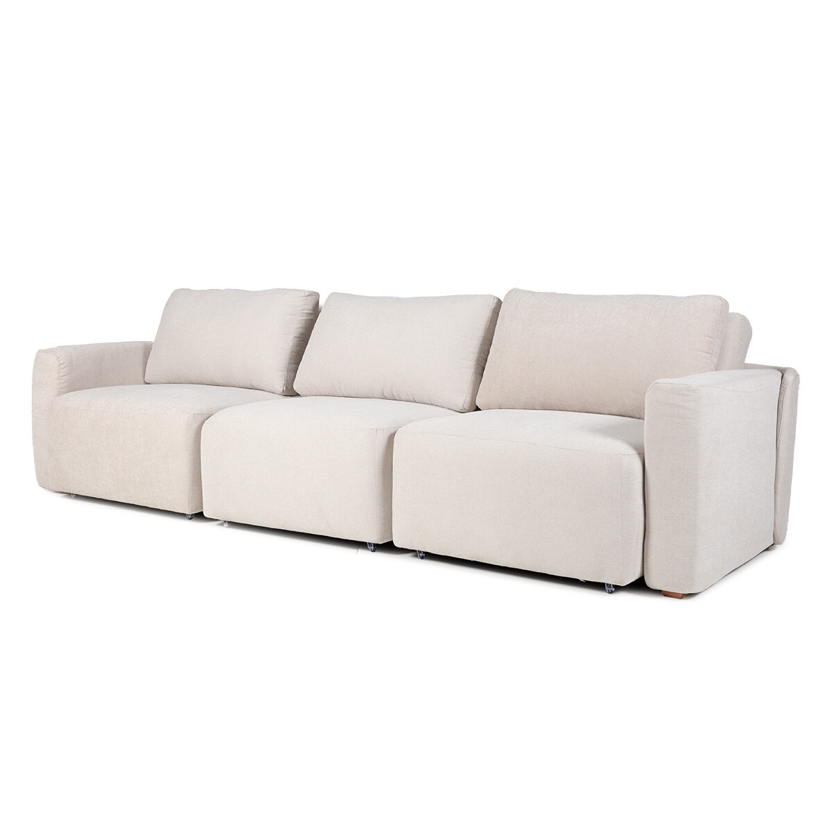 Sofá Cama Empeiro (Retráctil) - 3 Módulos - Tela Microfibra - FX4-10 (Beige) 