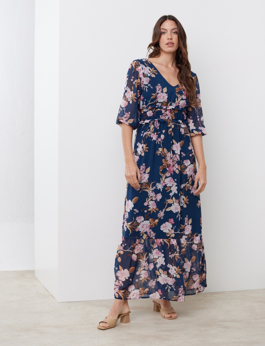Vestido Maxi Printed - Azul/multi 