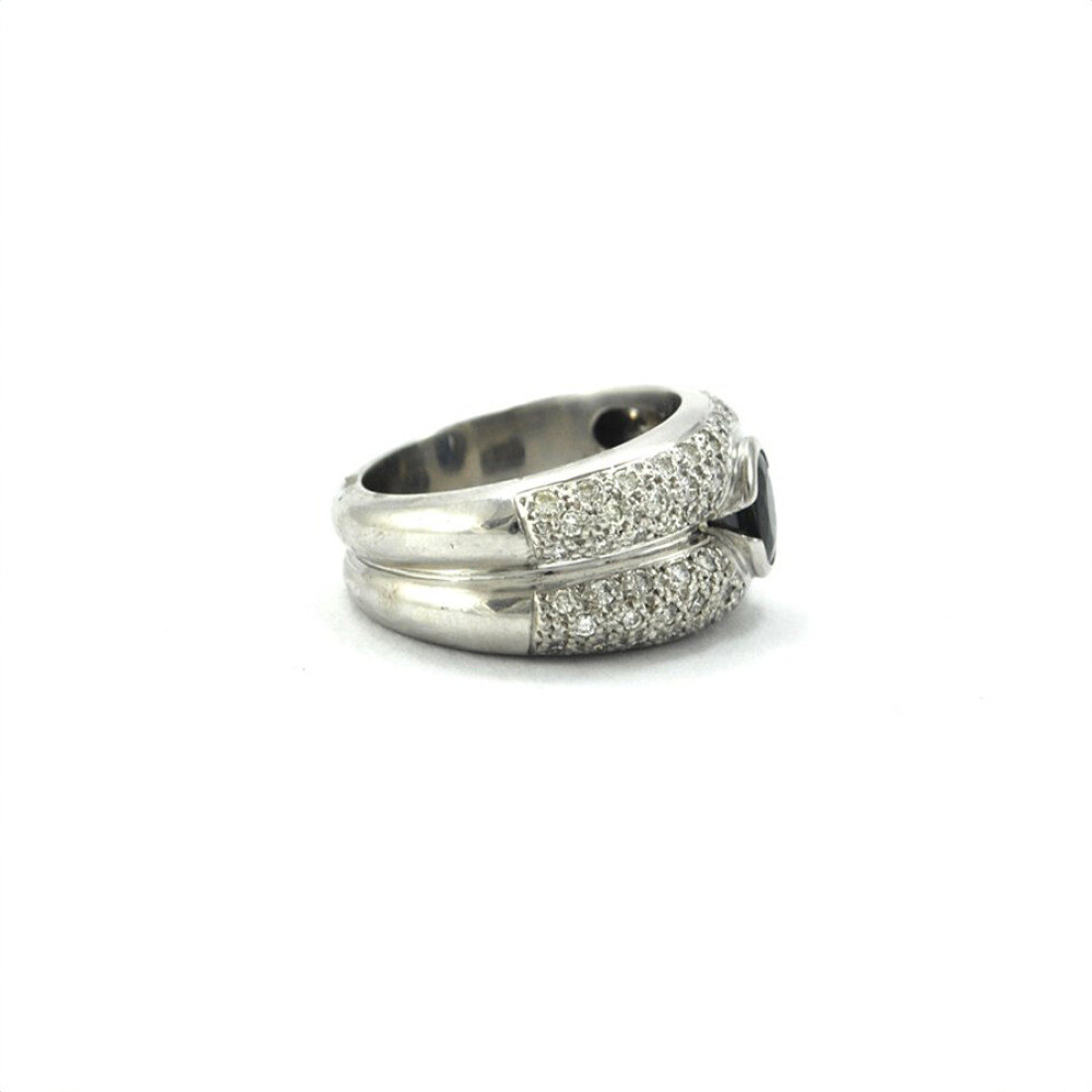 Anillo Oro 18K Con Brillantes Y Zafiro Central Anillo Oro 18K Con Brillantes Y Zafiro Central