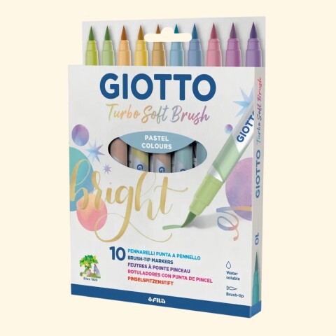 Marcador Giotto Turbo Soft Brush Colores Pastel x10 un. Marcador Giotto Turbo Soft Brush Colores Pastel X10 Un.