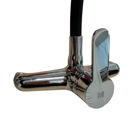 Grifería de Cocina Monocomando de pared pico Flexible Negro Murdock Cromado Brillante Grifería De Cocina Monocomando De Pared Pico Flexible Negro Murdock Cromado Brillante