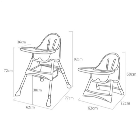Silla De Comer Para Bebé Multiuso 2en1 Sillita Niños Gris