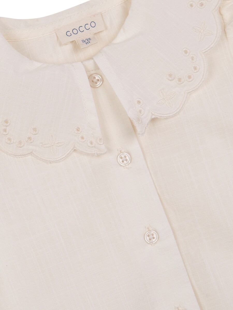 Blusa Cuello Ondas Blanco Roto