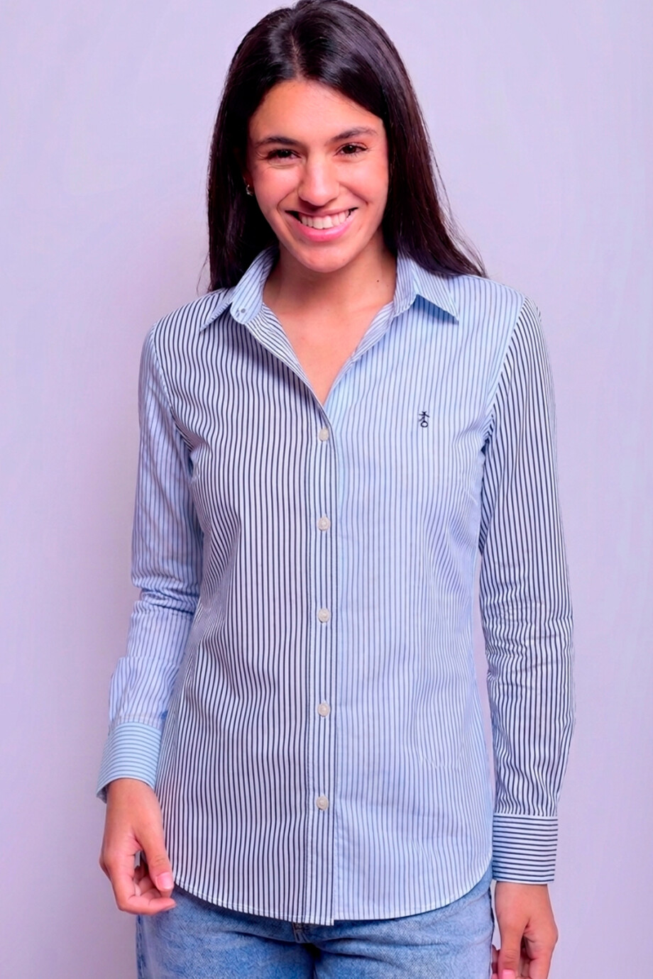 Camisa Dama Clásica Combinada