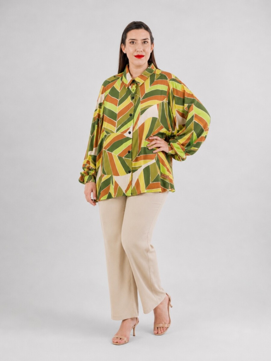 Camisa Sabana - Verde geométrico 