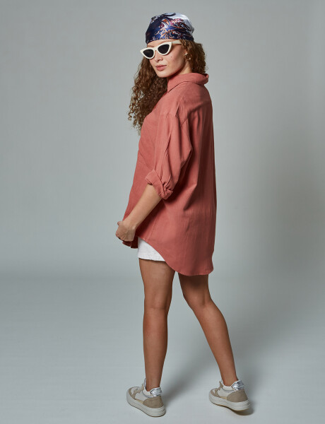 Camisa lino oversize ladrillo
