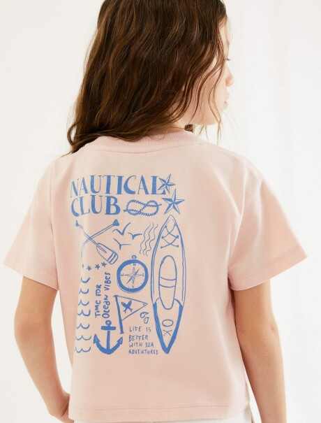 CAMISETA INFANTIL MANGA CORTA CON ESTAMPAS ROSADO
