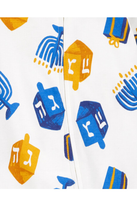 Pijama uno pieza de algodón, con pie, diseño hanukkah Sin color