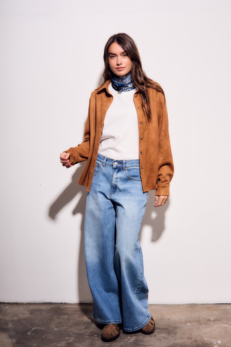 Camisa Gamuza Cuero Vegano Camel