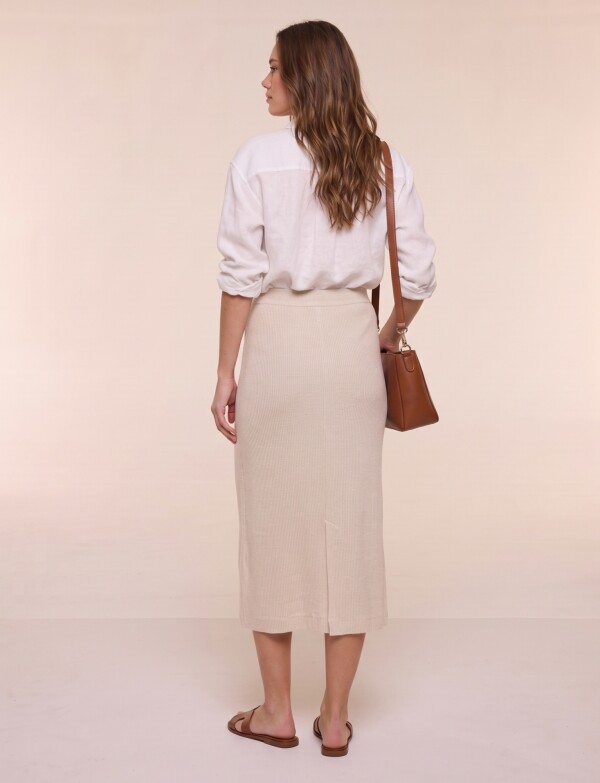 Falda Midi Tejida BEIGE CLARO